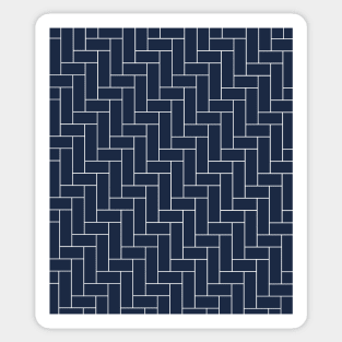 Geometric Tiles in Dark Navy Blue and White Outline Sticker